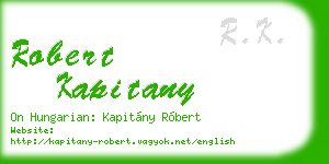 robert kapitany business card